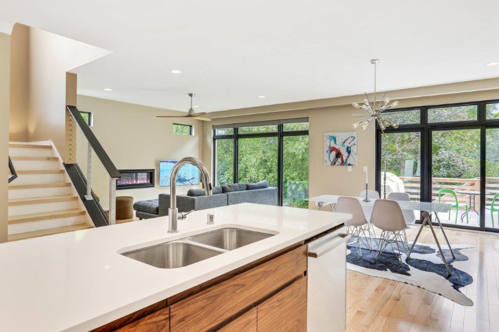 Minneapolis Modern Home kitchen open to dining area