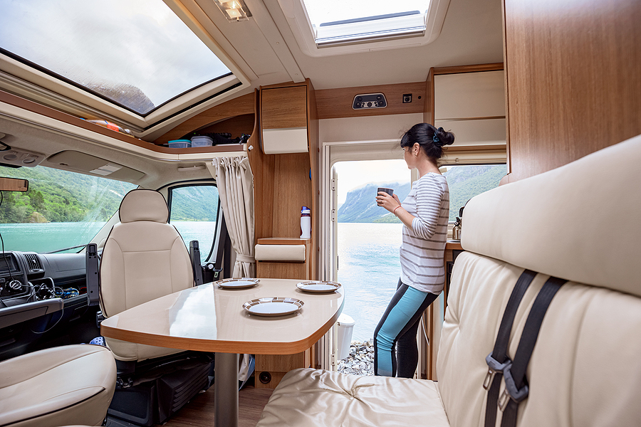 Woman inside RV