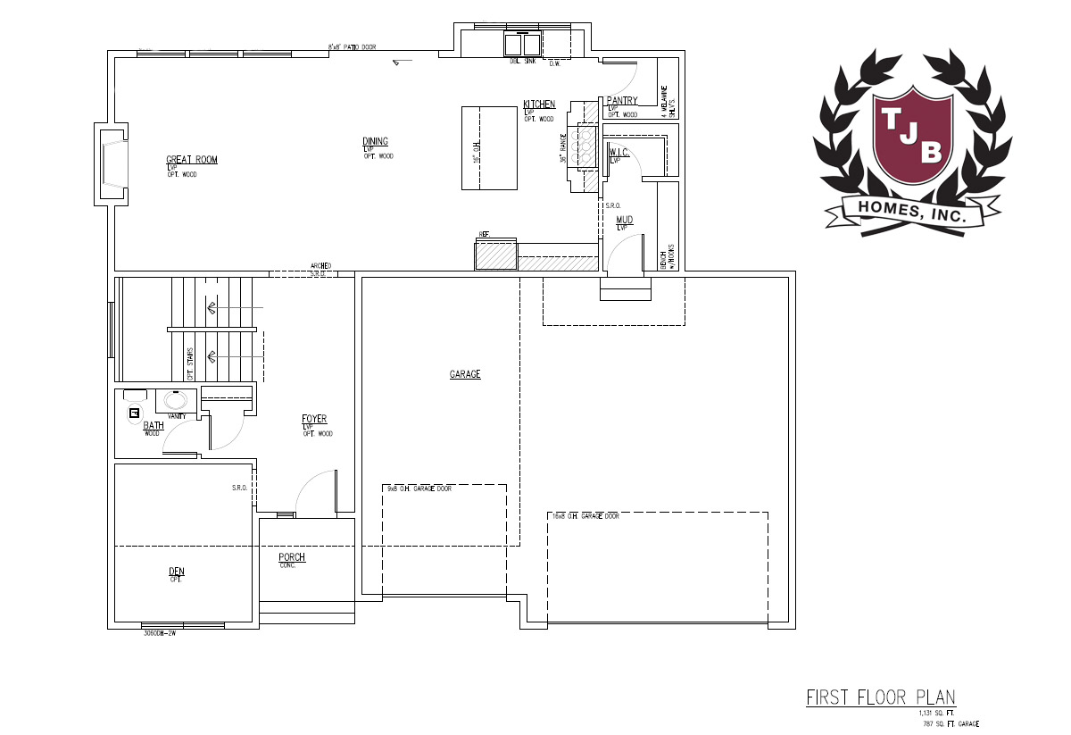 Emma Main Floor Plan – Open Great Room, Kitchen, Dining, Den and Mudroom
