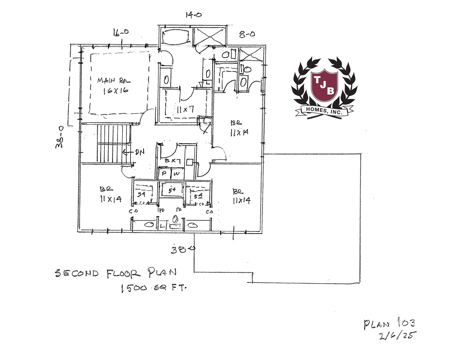 Lotus Home Plan Second Floor Plan features Primary Suite, Ensuite, 2 Additional Bedrooms with Jack-n-Jill Bath, Laundry Room
