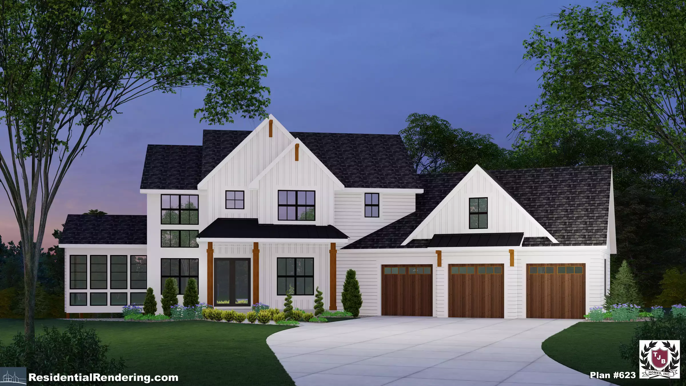 TJB 2 Story Home Plan Mindy #623 Front Color Rendering