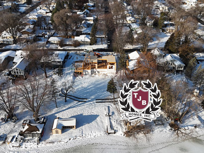 Aerial drone view of Janel Home Plan TJB #781