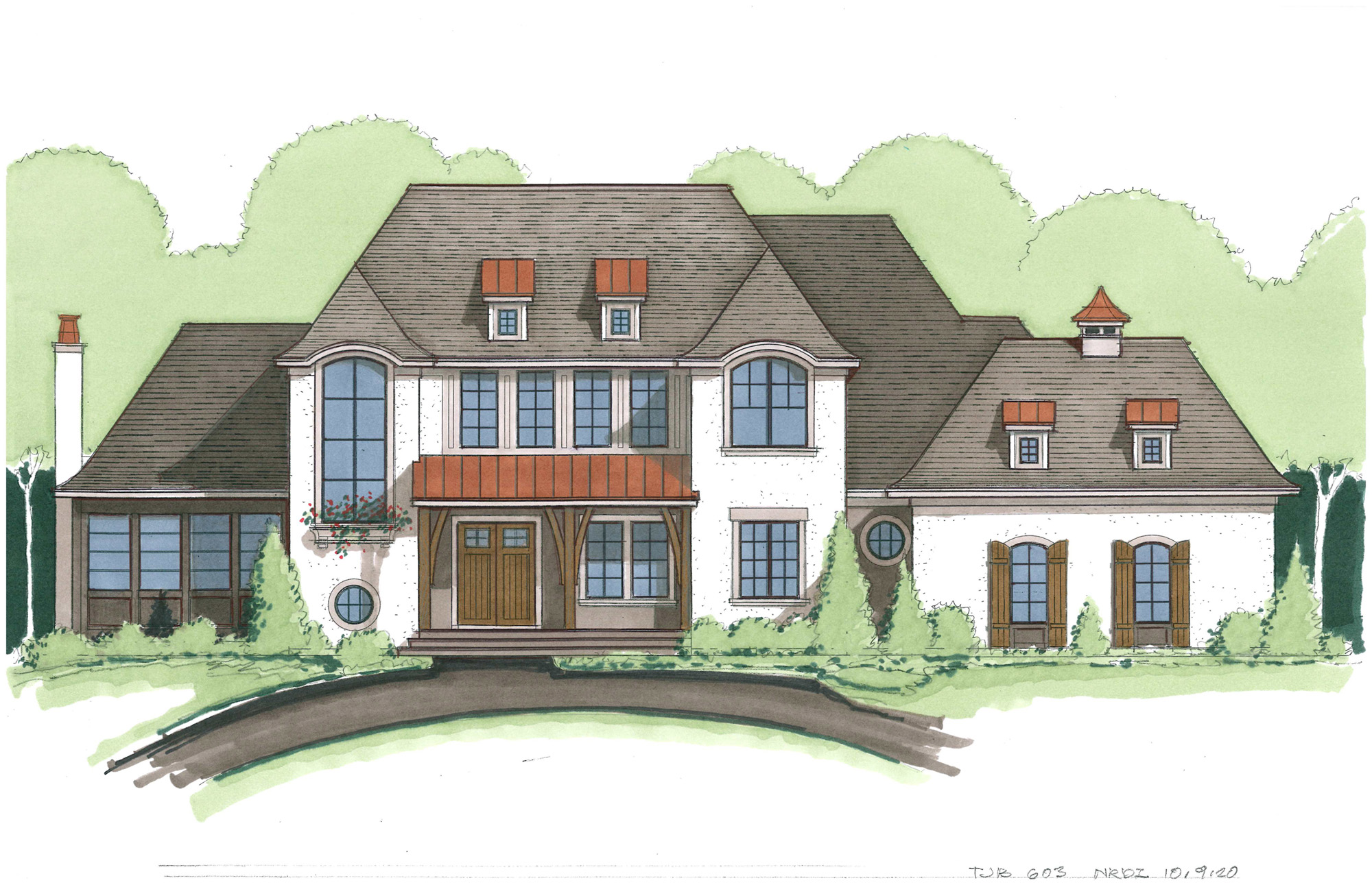 French Country TJB Home Plan #603 Front Color