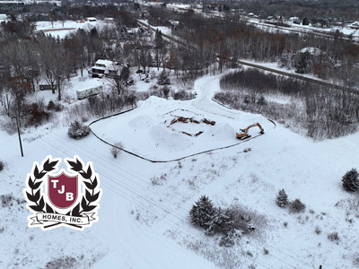 Aerial drone view of Salina Home Plan TJB #785