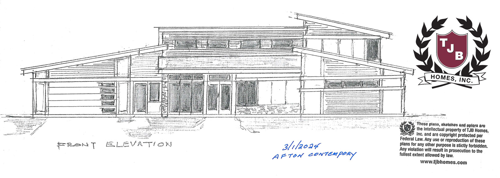 Afton Contemporary Home Plan Front Elevation