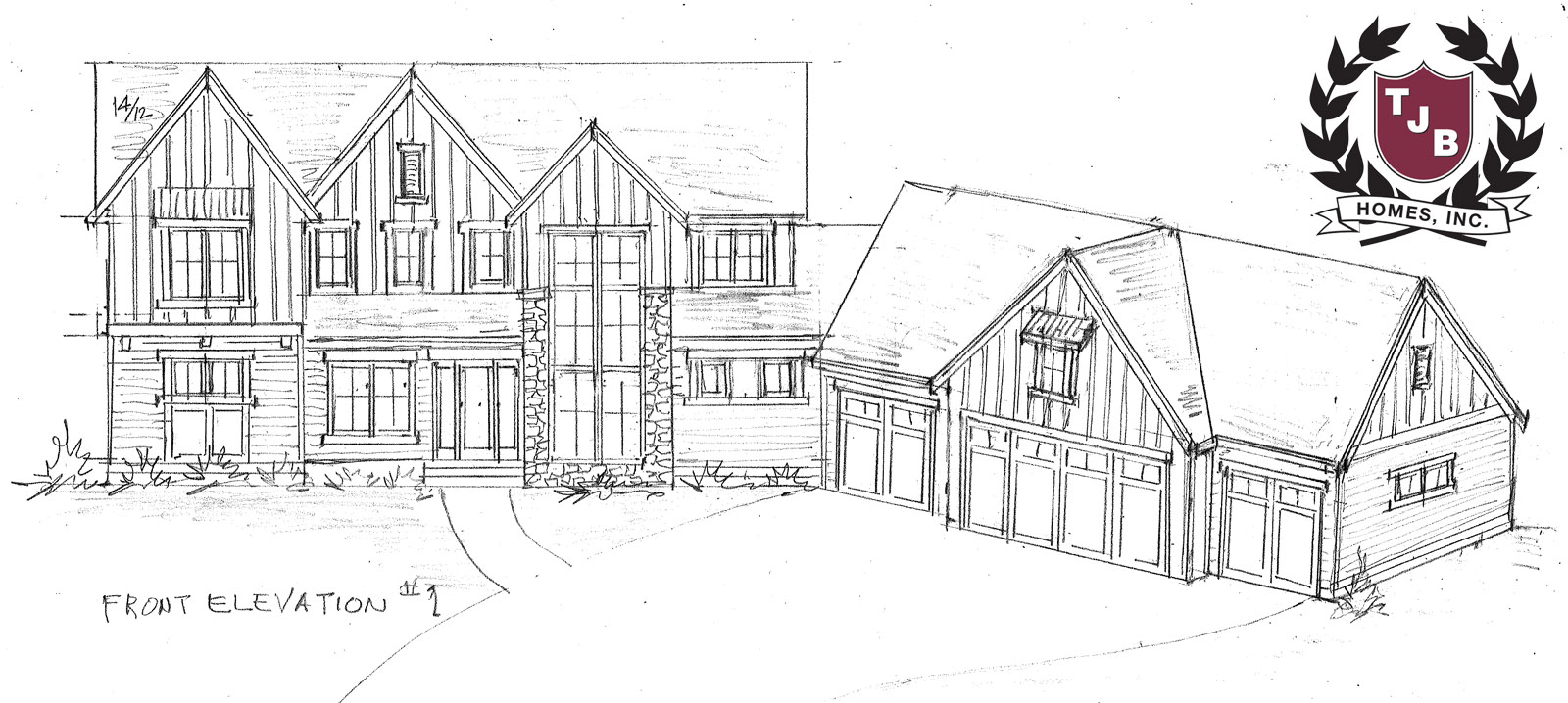 Amanda luxury two-story home plan front elevation option 1