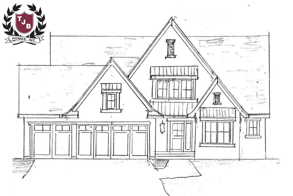 Luxury custom home plan front elevation sketch
