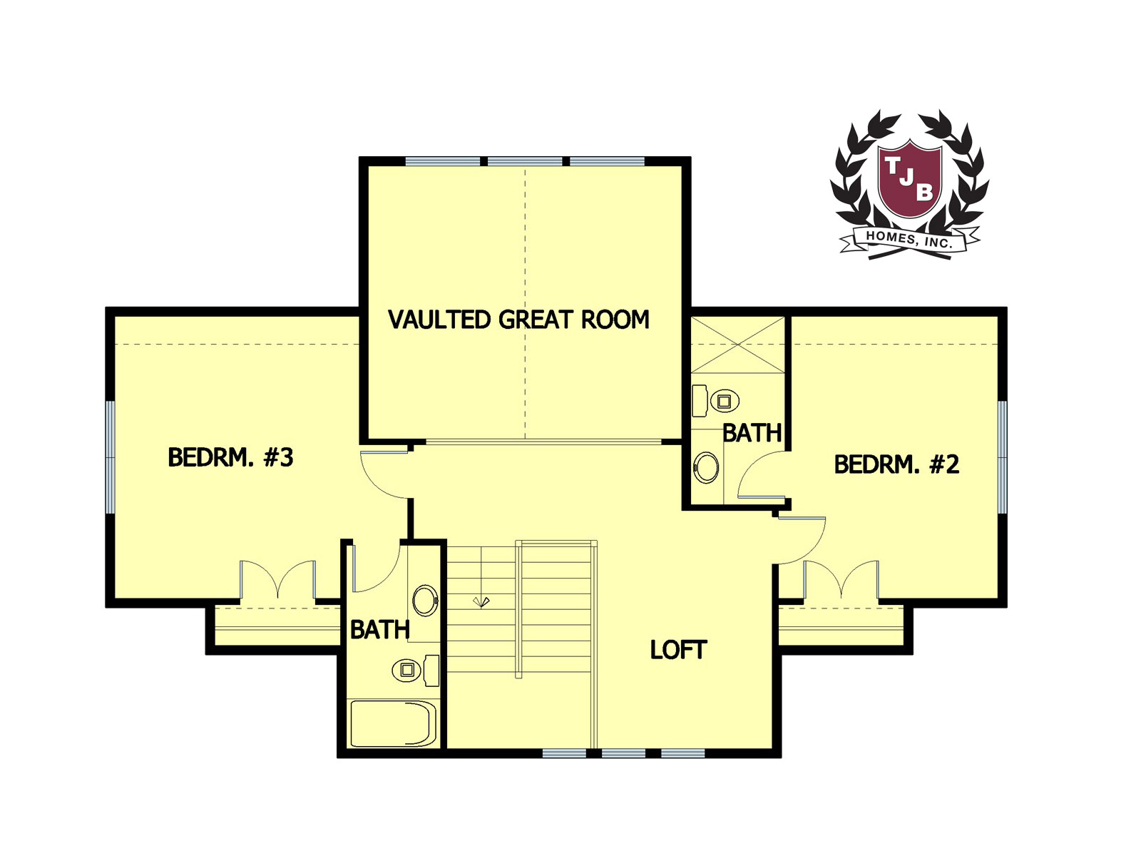 Loft Floor Plan features Two Private Bedroom En-Suites and Loft overlooking Great Room