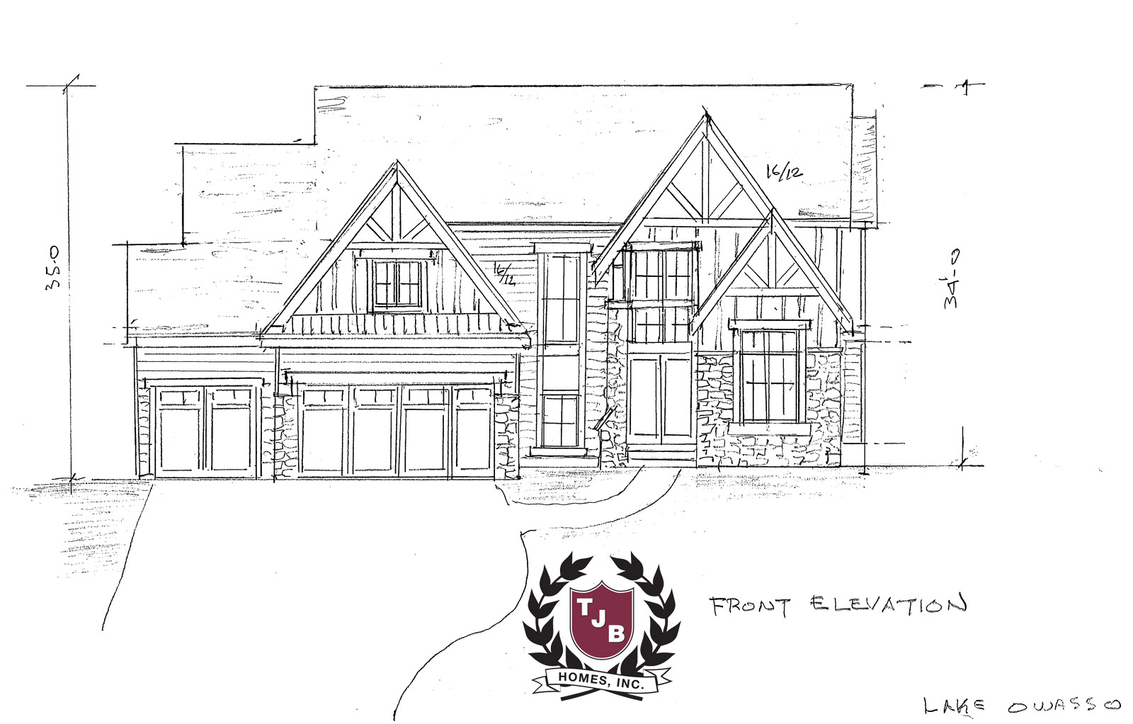 TJB Teresa 1.5 story main floor master home with 3 car garage