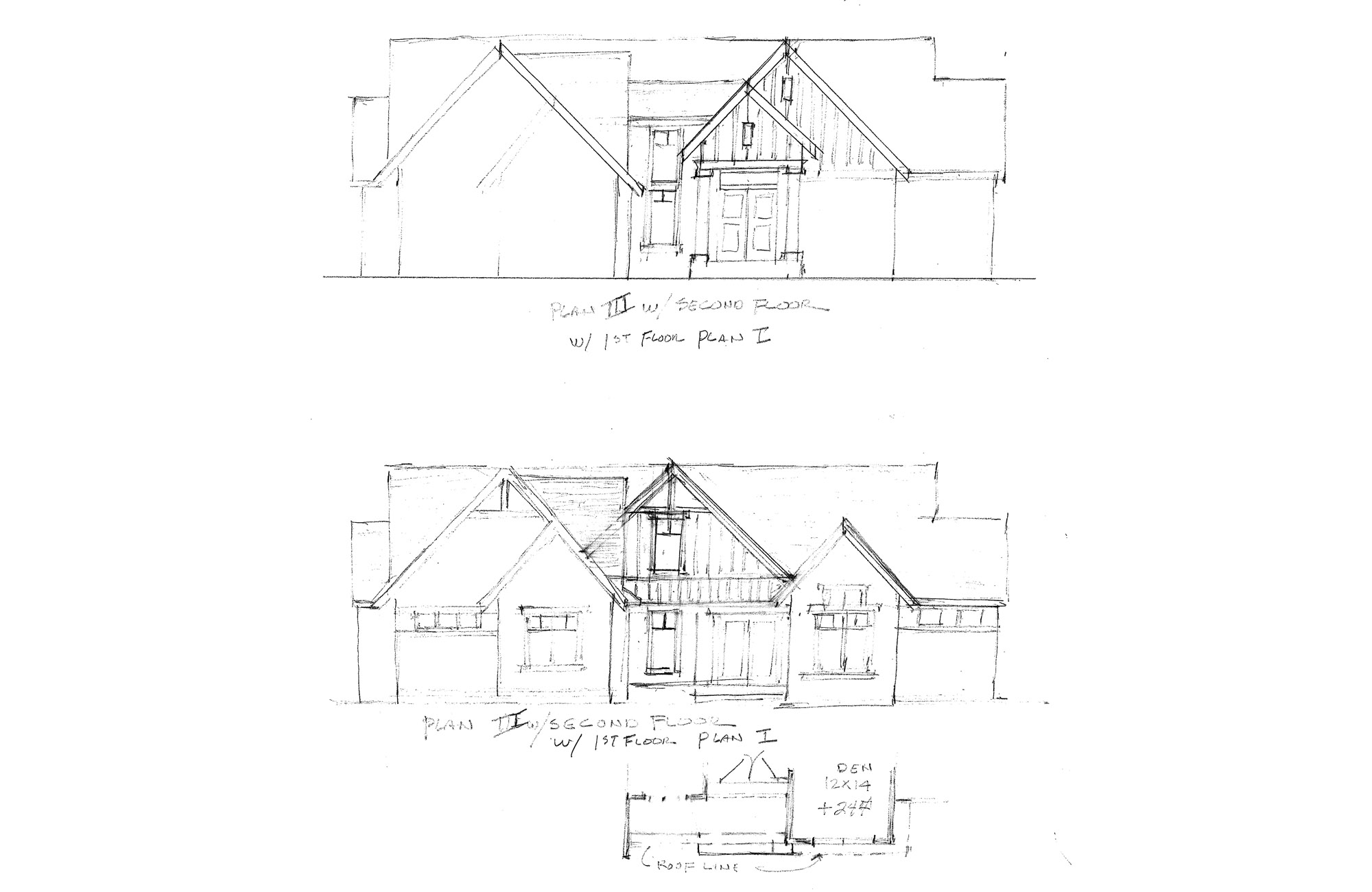 Home Plan Front Options with One Floor and Second Floor