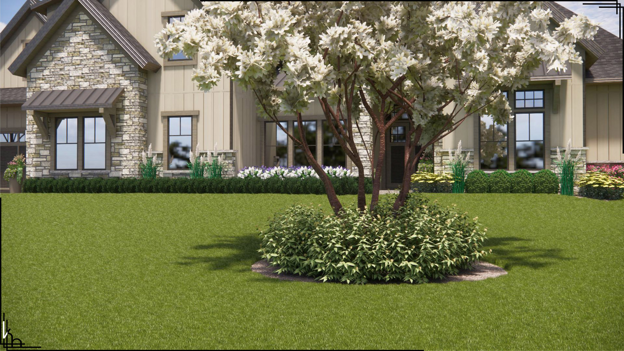 Color rendering of front landscaping