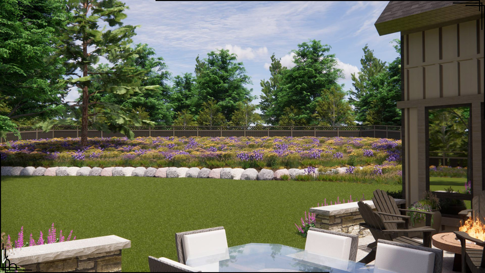 Color rendering of back yard landscaping