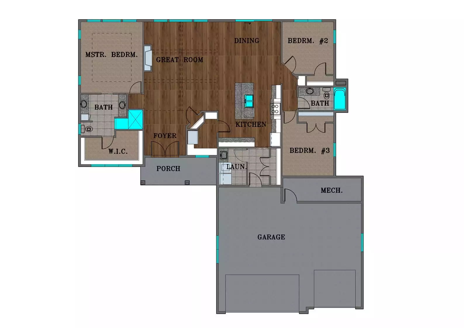 TJB #615 “Mauren” Home Plan Color Main Floor Plan