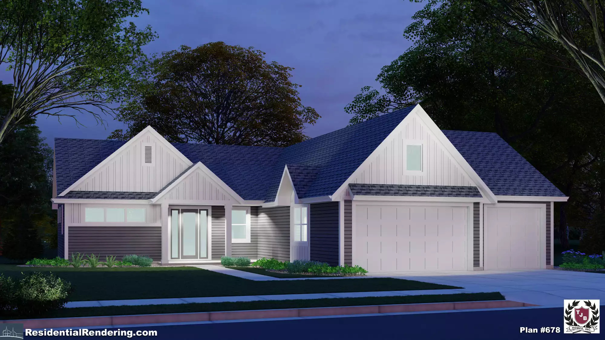 “Jenna” Home Plan #590 Front Color Rendering