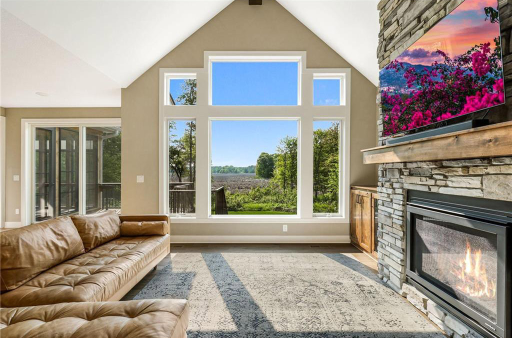 Vaulted great room windows