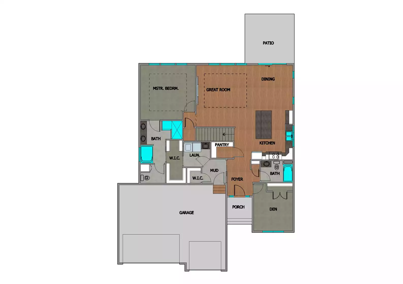 Anita Villa Home Plan Color Rendering Main Floor Plan