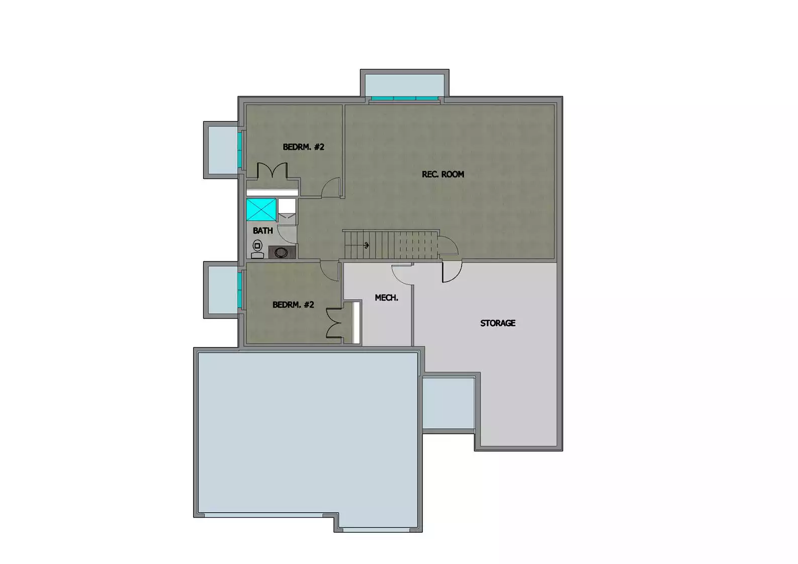 Anita Villa Home Plan Color Rendering Basement Floor Plan
