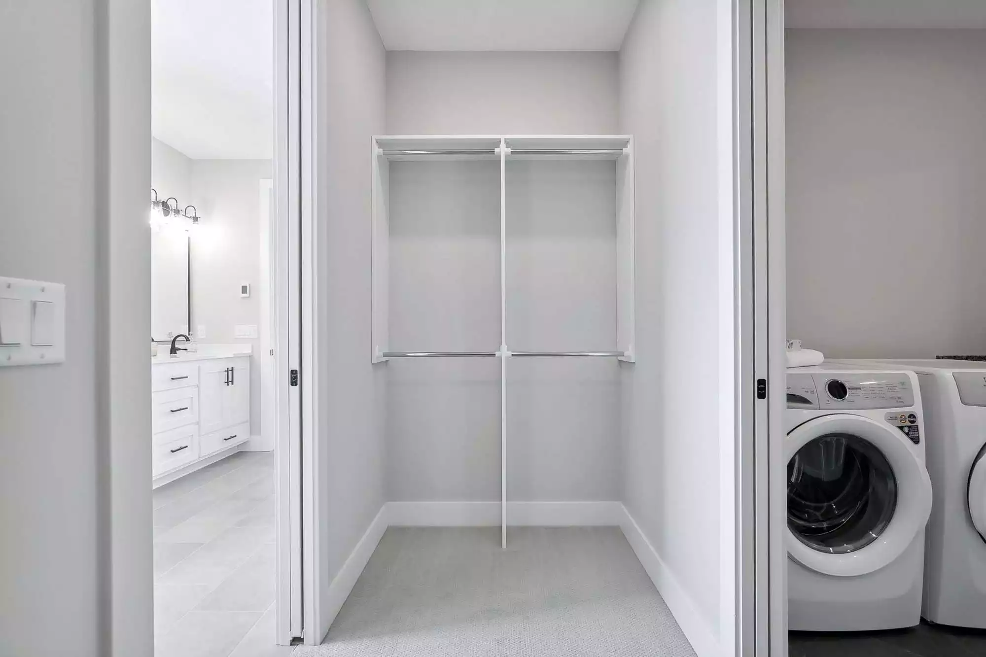 Accessible closet with access to laundry room