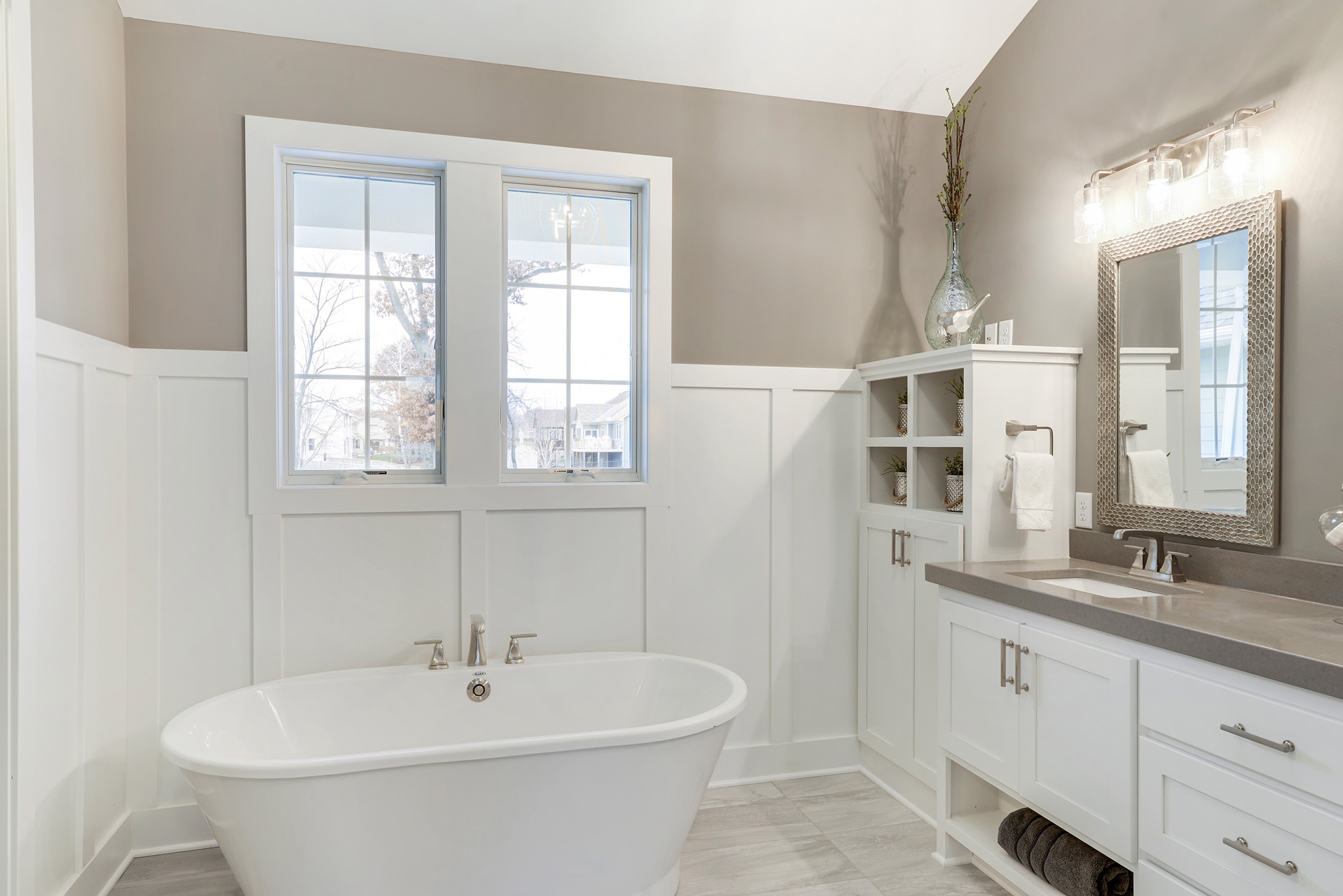 The master bath has a large tub