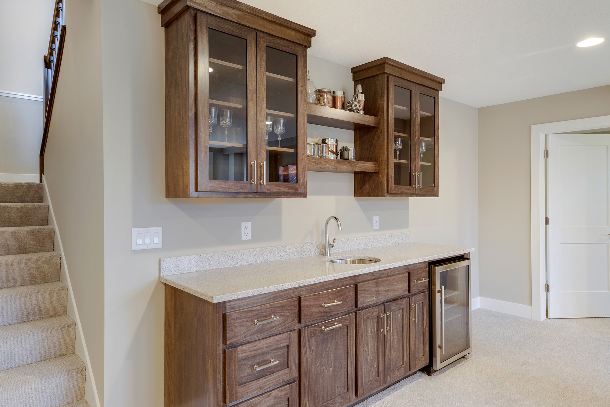 The finished basement wet bar