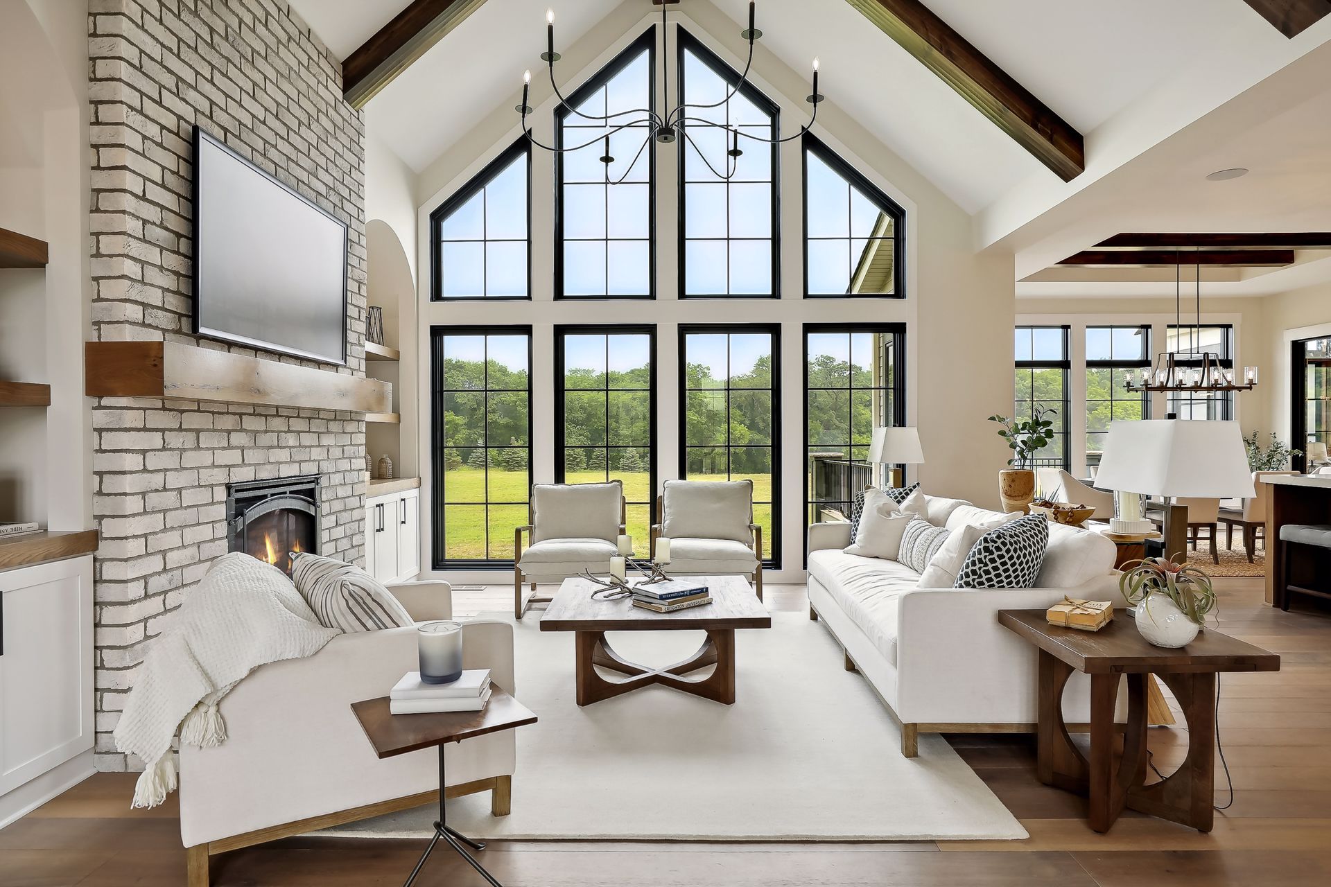 Vaulted Great Room with Wall of Windows