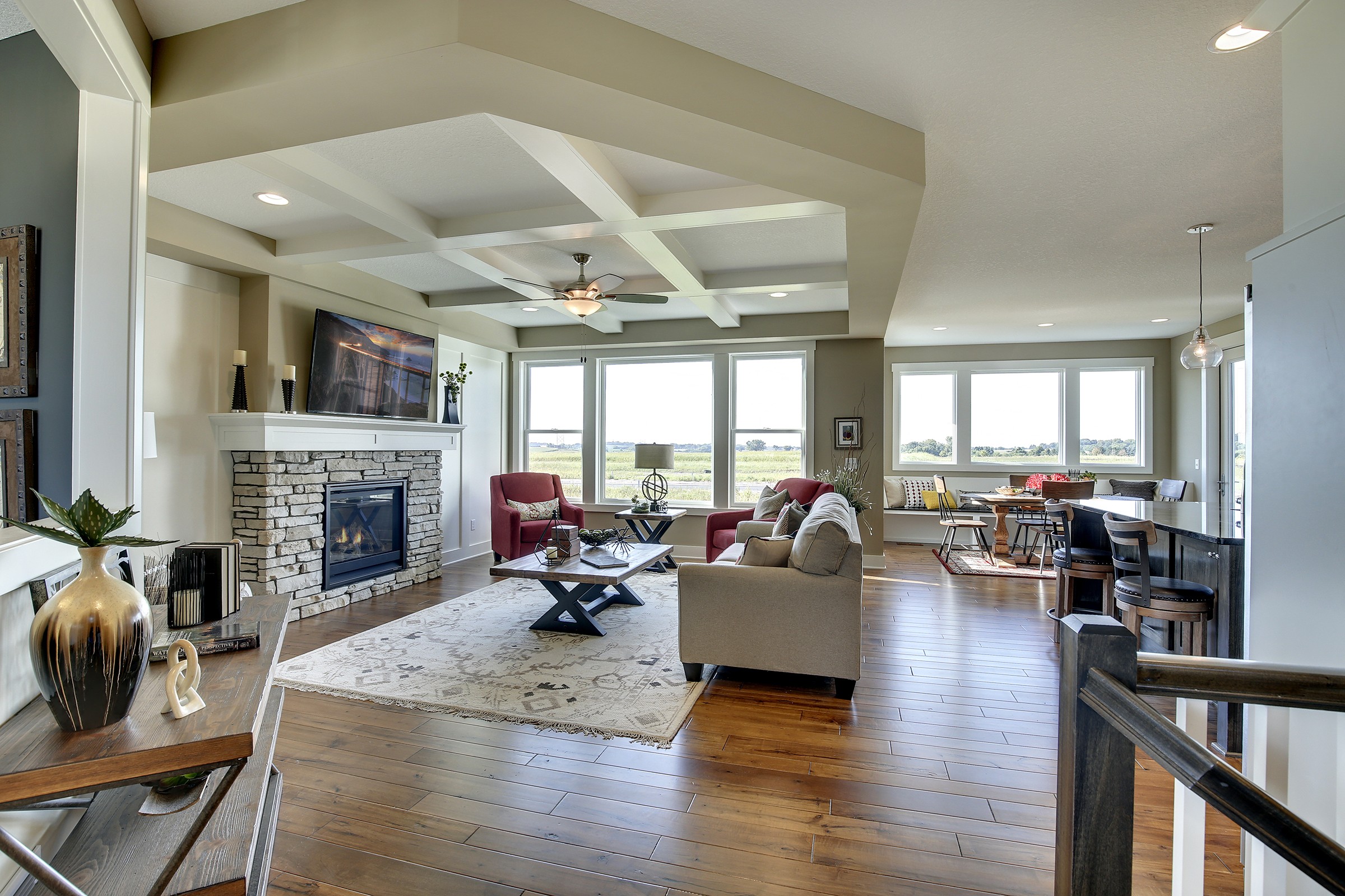 Hardwood Floors & Tiered Ceiling