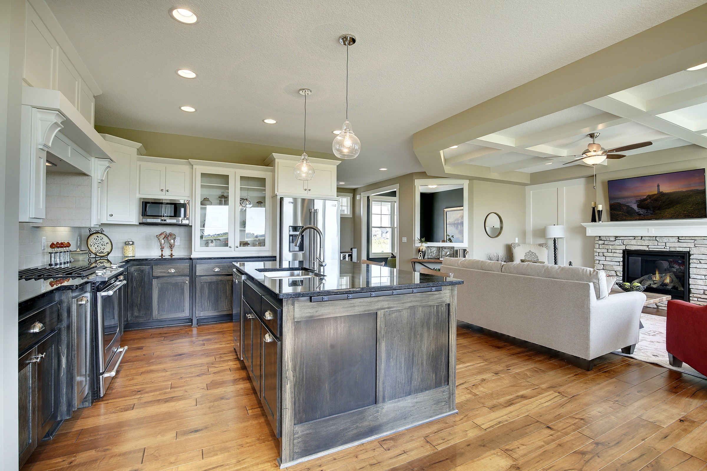 Distressed Look Enameled Cabinets