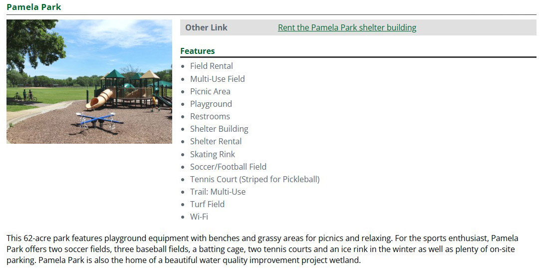 Pamela Park 4303 W 58th Street Edina, MN 55424