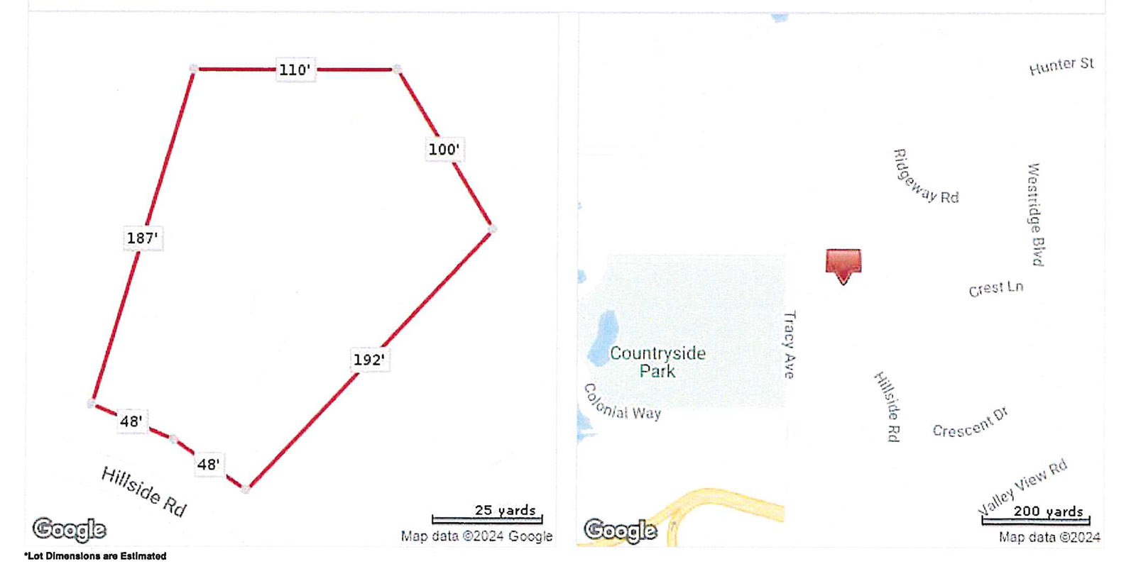 6205 Hillside Rd, Edina, MN 55436 Estimate Lot Dimension and Map
