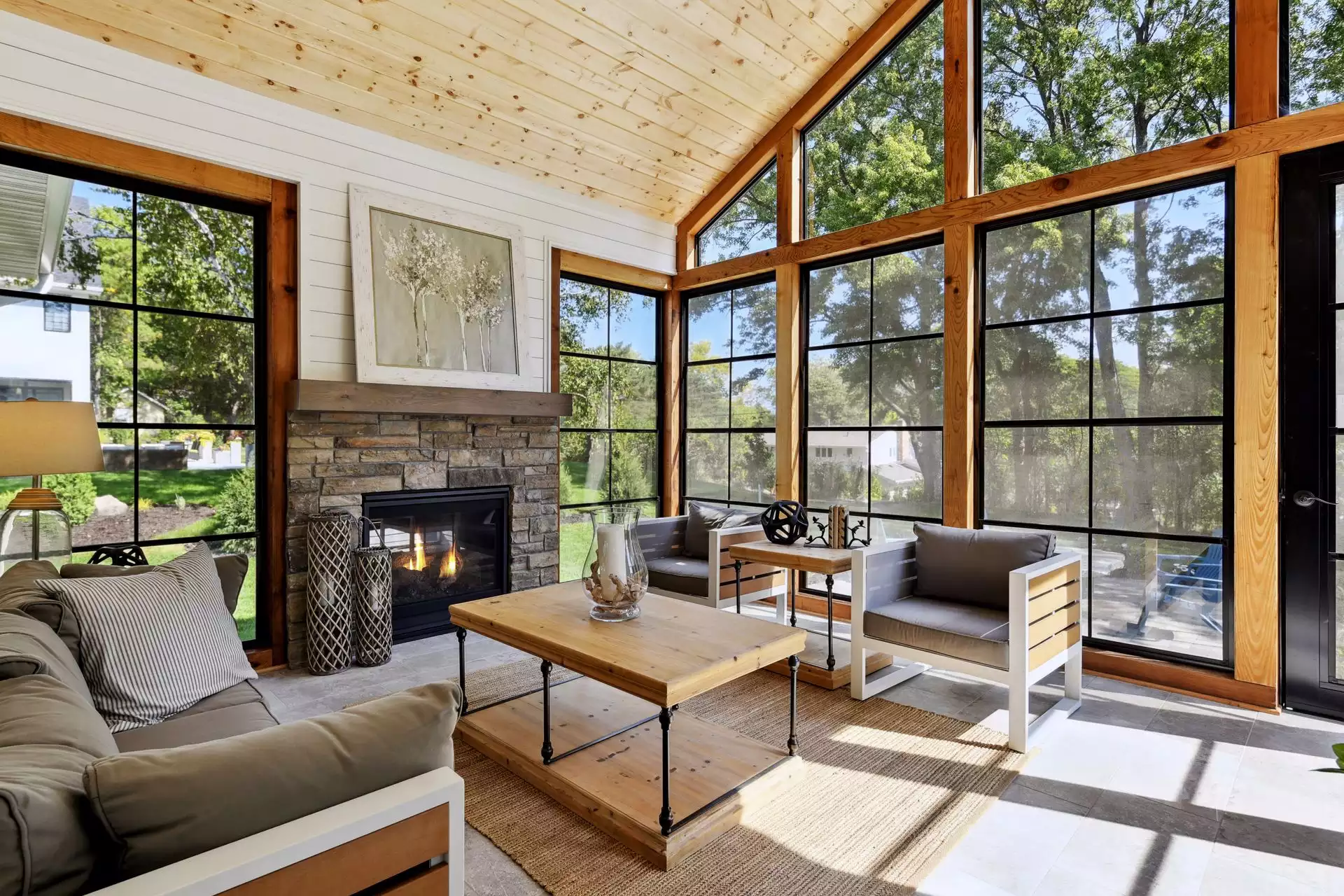 Multi-season porch to enjoy the views or your huge wooded back yard?